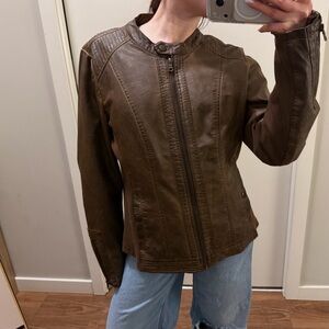 Sebby Women's Distinctive Brown Leather Jacket